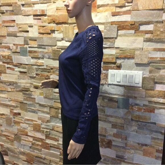 MILLY Pointelle-Inset Facture Top - Picture 2 of 9